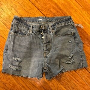 Distressed denim shorts